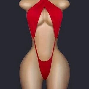 Red Halter Bodysuit